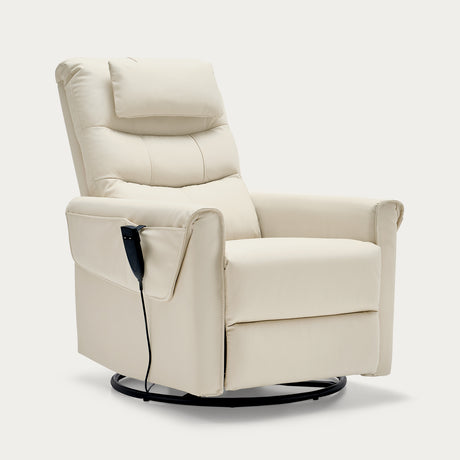 AIRSKY Power Swivel Recliner Chair Genuine Leather Sofa With Adjustable Headrest And Storage Function P1